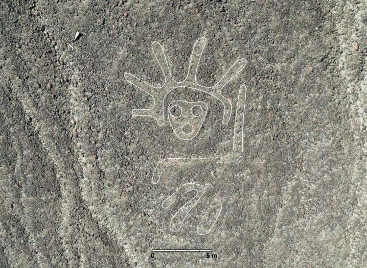 Enhanced image of the "Human with a Headdress" geoglyph (Credit: Sakai et al.).