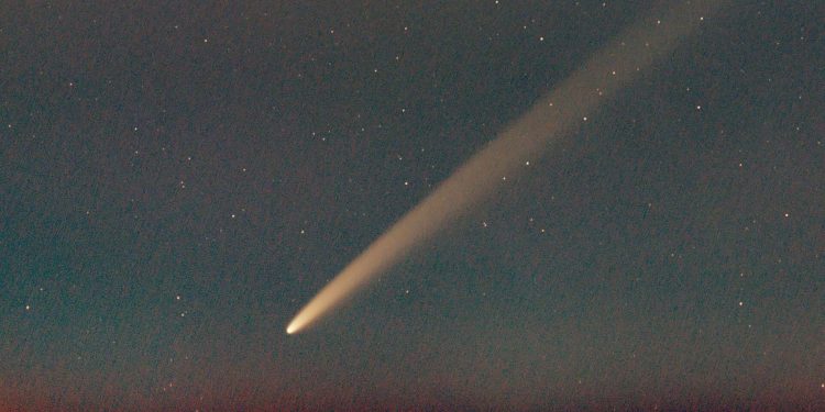 On September 28, 2024, Comet C/2023 A3 (Tsuchinshan-ATLAS) was beautifully captured from the island of Crete. The photograph was taken using a Samyang 135mm f/2 lens paired with an Olympus E-PL5 camera. A total of 26 frames, each with an 8-second exposure, were tracked and combined using DeepSkyStacker (DSS), resulting in a final exposure time of 3 minutes and 28 seconds. The image was later enhanced and processed using SIRIL to bring out the fine details of the comet. Image Credit: Wikimedia Commons/C messier.