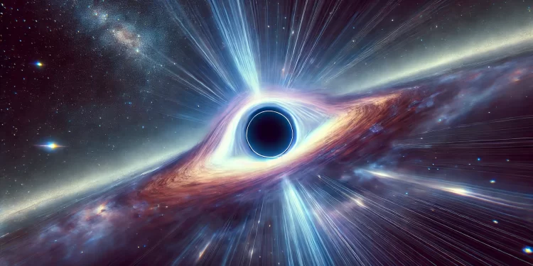 An illustration of a powerful black hole. Curiosmos.