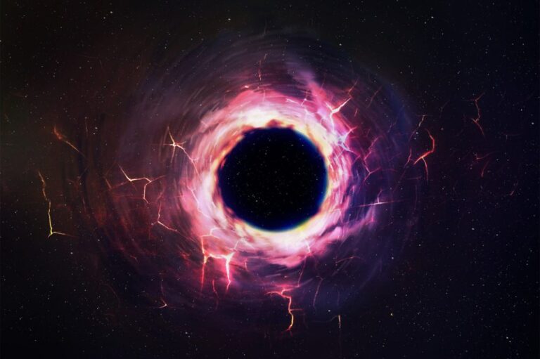 Illustration of a black hole surrounded by an accretion disk.