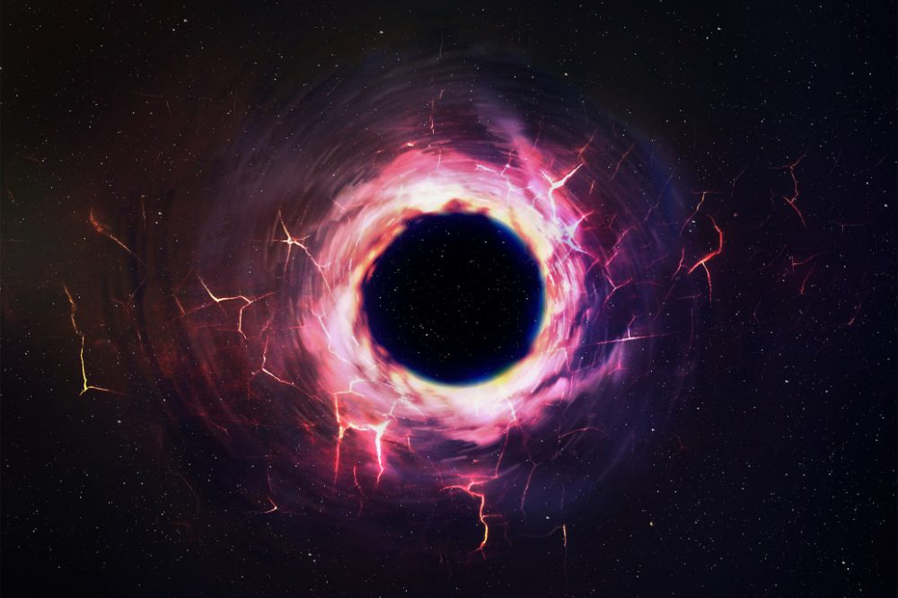Illustration of a black hole surrounded by an accretion disk.