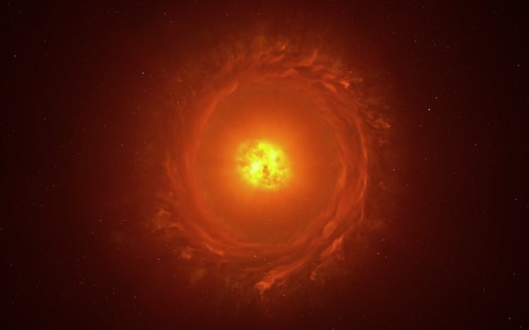 Artist’s impression of the dying star WOH G64. Image Credit: ESO/K. Ohnaka et al.