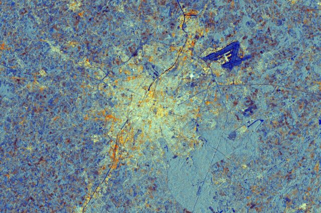 Brussels, Belgium, as seen through Sentinel-1C's radar lens. Credit: Modified Copernicus Sentinel data (2024), processed by ESA.