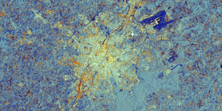 Brussels, Belgium, as seen through Sentinel-1C's radar lens. Credit: Modified Copernicus Sentinel data (2024), processed by ESA.