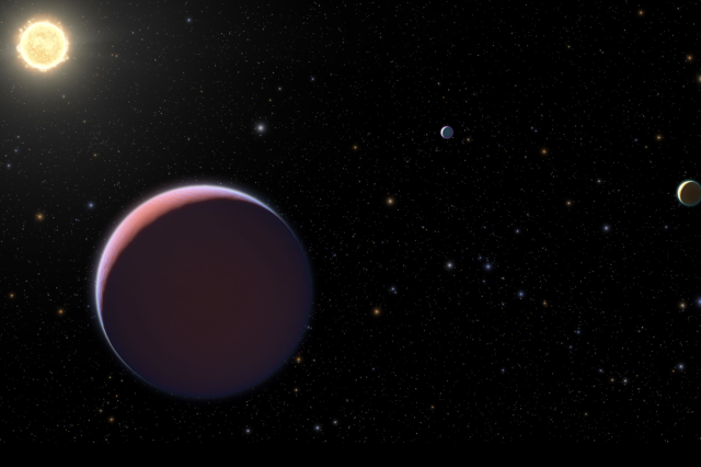 Illustration of the Kepler 51 system. Credit: NASA, ESA, and L. Hustak, J. Olmsted, D. Player and F. Summers (STScI).