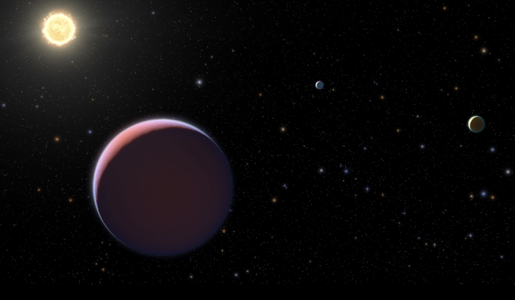 Illustration of the Kepler 51 system. Credit: NASA, ESA, and L. Hustak, J. Olmsted, D. Player and F. Summers (STScI).