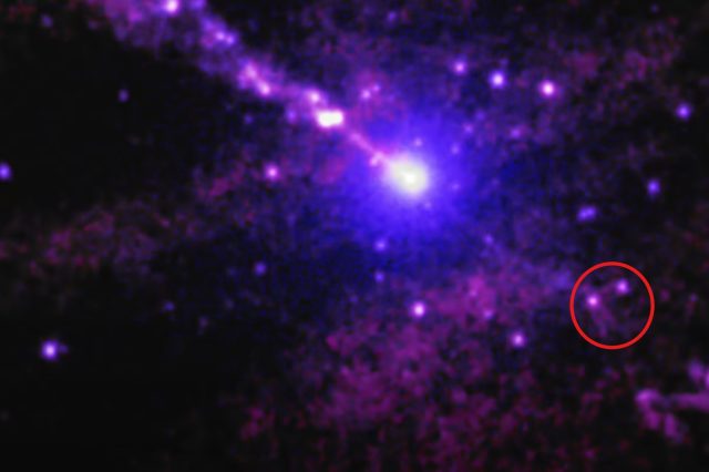 Mysterius object circled in red. Credit: Chandra.