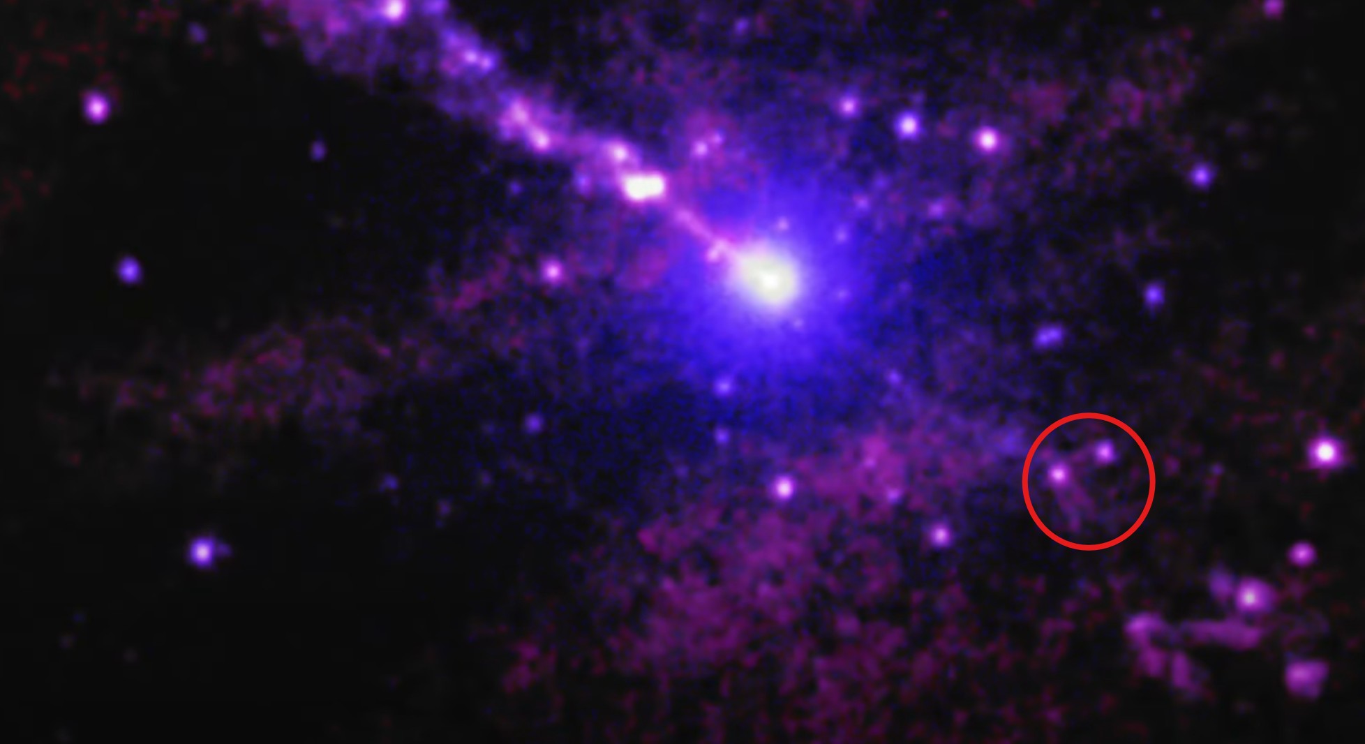 Mysterius object circled in red. Credit: Chandra.