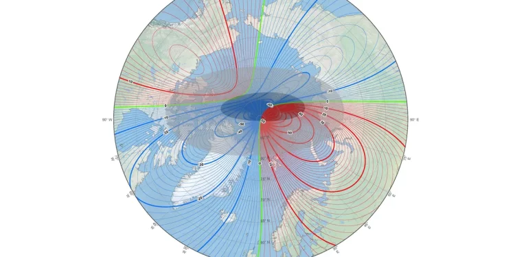 The World Magnetic Model 2025 is a cutting-edge resource designed to monitor the ongoing shifts in Earth’s magnetic field, ensuring accurate navigation and scientific insight into our planet’s dynamic core. Image Credit: NOAA/NCEI