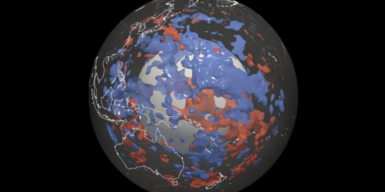 A new computer model offers a detailed visualization of colder regions within the Earth's mantle, providing fresh insights into its complex internal structure. Image Credit: Sebastian Noe / ETH Zurich.