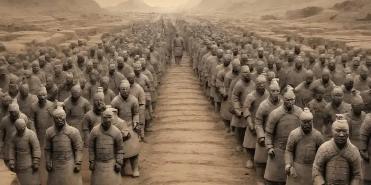 An image showing the Terracotta army and a commander. Credit: YAYIMAGES/Curiosmos.