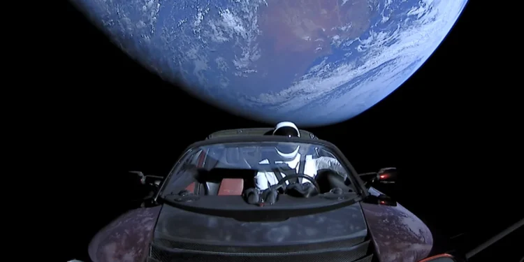 Tesla Roadster mistaken as asteroid. Credit: SpaceX.