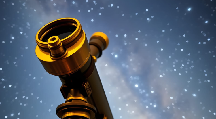 An image showing a telescope pointing at the stars and planets. Image Credit: YAYIMAGES/Curiosmos.