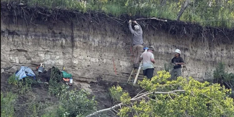 Archaeologists working on the site. Image Credit: usask.ca.