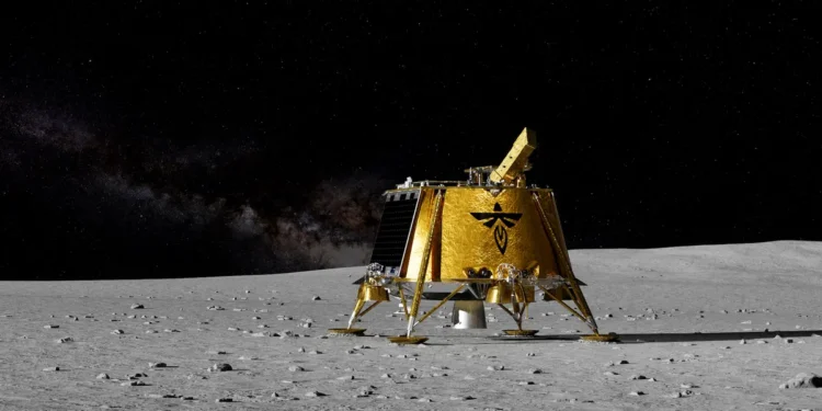 An illustration of the Blue Ghost Lander on the surface of the Moon. Credit: Firefly Aerospace.