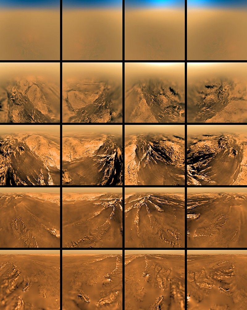 Titan's surface in images from the Huygens probe. Credit: NASA