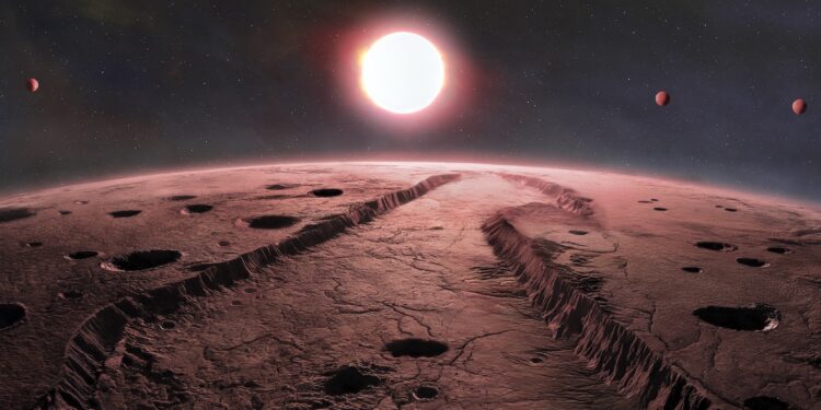 Barnard’s Star and exoplaents illustration.