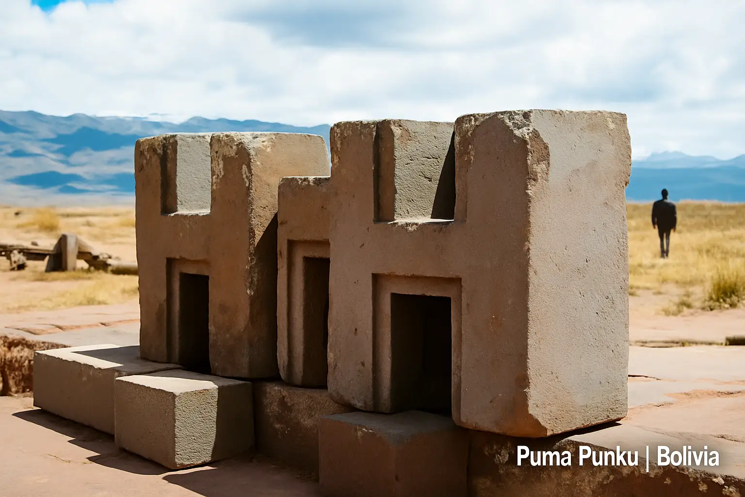 An illustration of the stones at Puma Punku. Credit: Curiosmos.