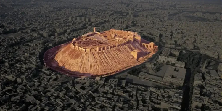 An image of the ancient Citadel of Aleppo.