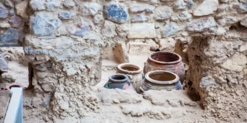 Lost cities buried beneath volcanic rock. Hre we have the remnants of Akrotiri.