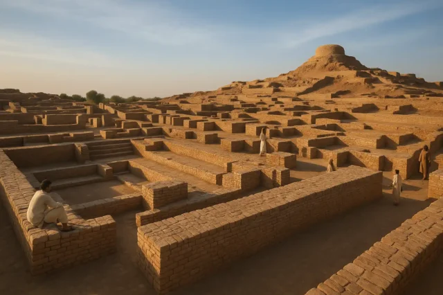 An illustration of the lost desert city of Loulan.