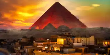 Why are pyramids everywhere? This is a beautiful photo of the Great Pyramid at sunset.