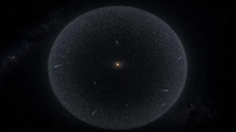 Illustration of an interstellar trajectory passing through a planetary system