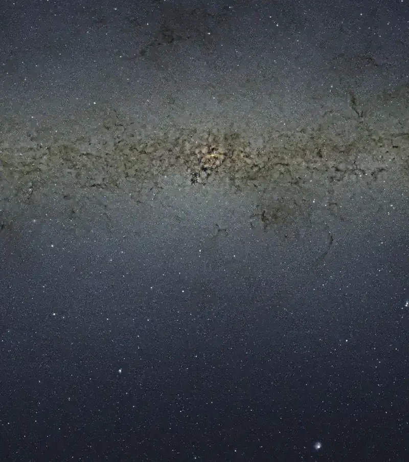The Milky Way seen toward its dense central regions
