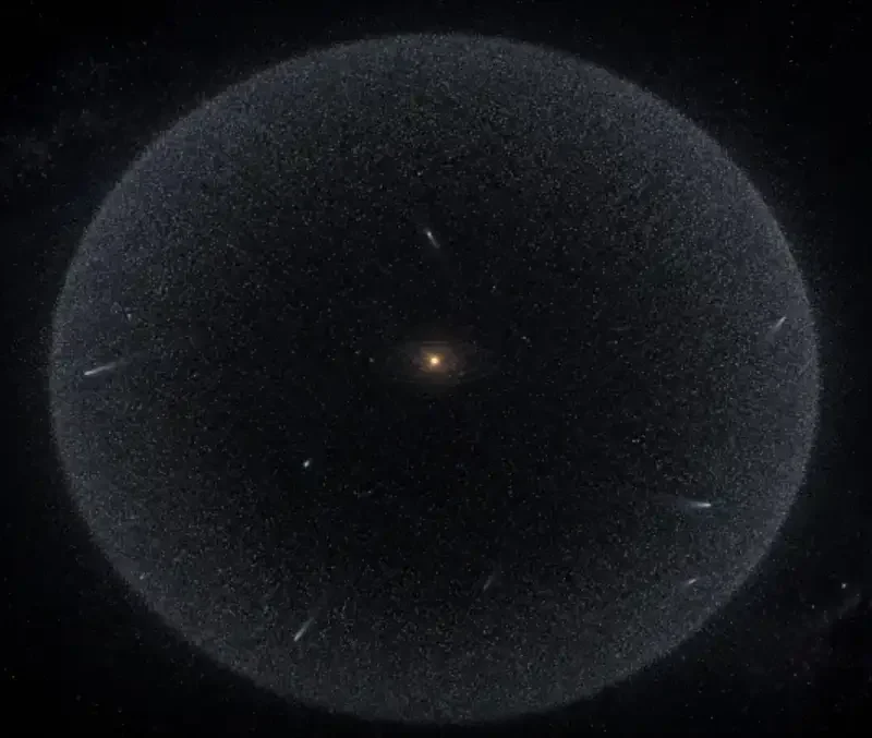 Illustration of an interstellar object passing through the Solar System
