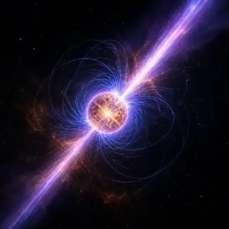 Illustration of a magnetar bending the polarization of light