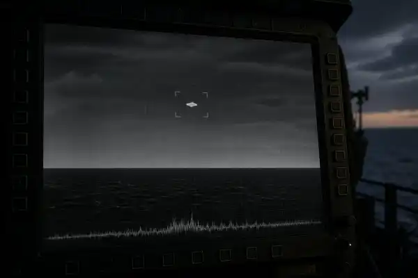 Military infrared sensor display tracking an ambiguous aerial object