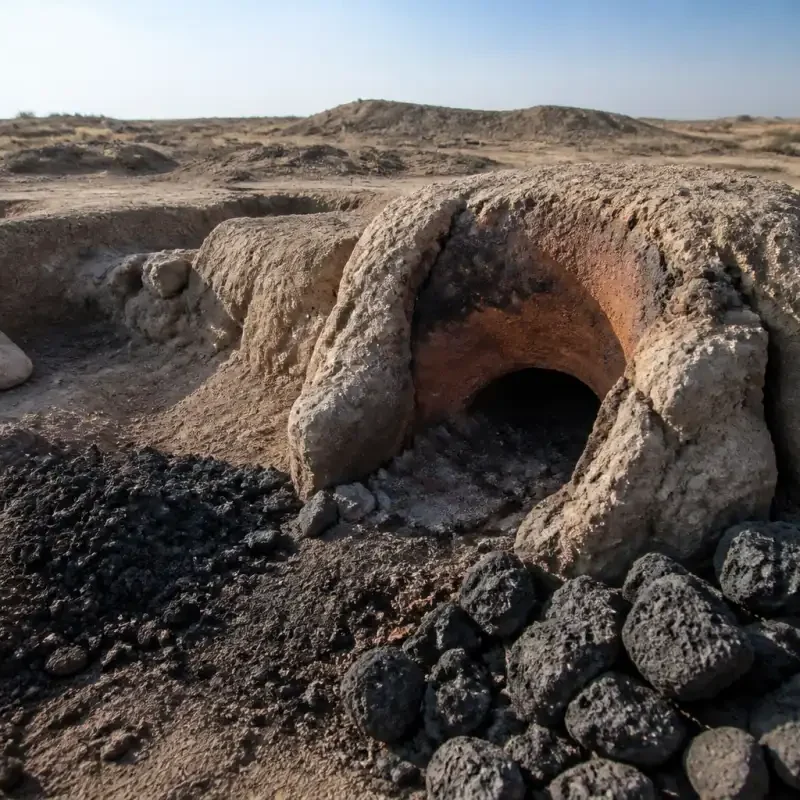 Ancient iron-smelting furnace at Abu Muslim Qala in Uzbekistan