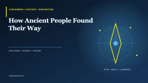 Ancient navigator steering by the stars above a dark sea