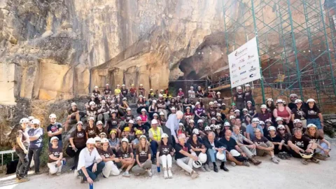 Archaeologists excavating the Gran Dolina site at Atapuerca in Spain