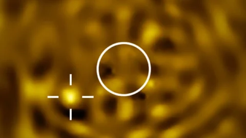The likely companion Betelgeuse B beside the red supergiant Betelgeuse, imaged with ESO’s SPHERE instrument