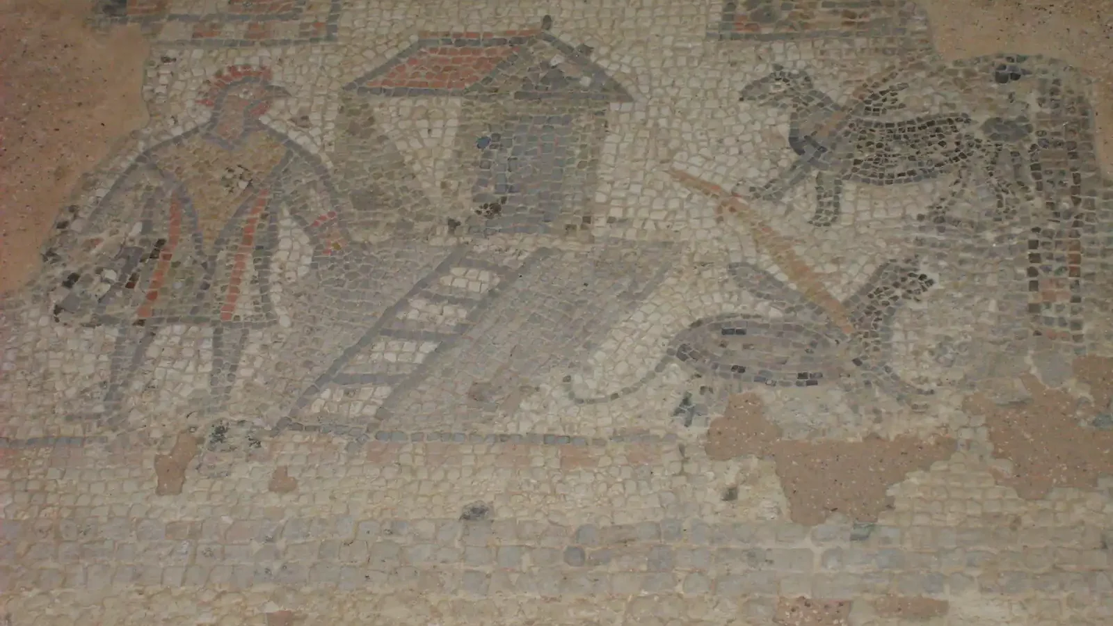 The Medusa mosaic at Brading Roman Villa on the Isle of Wight