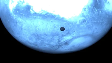 Mars moon Deimos as modeled in the asteroid-impact study
