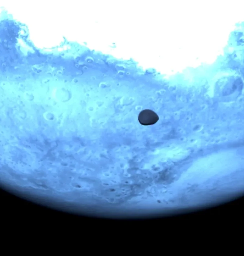Mars moon Deimos as modeled in the asteroid-impact study