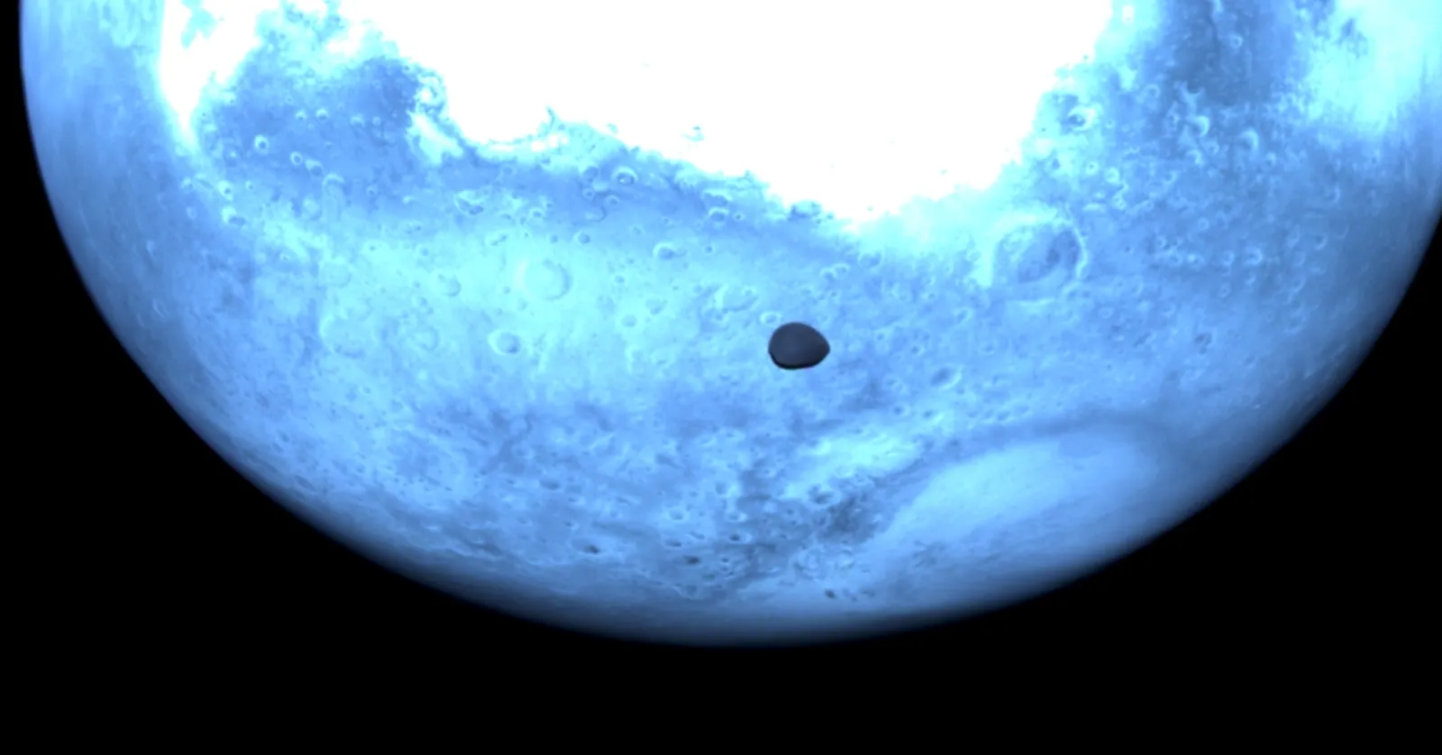 Mars moon Deimos as modeled in the asteroid-impact study