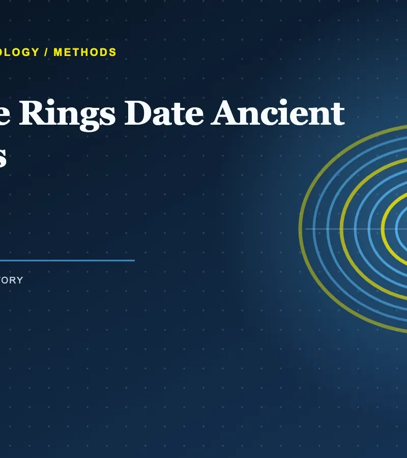 Archaeological wooden beam showing annual tree rings used for dendrochronology