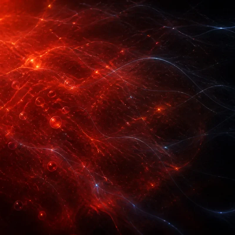 Abstract visualization of a hot early-universe plasma and a hypothetical dark-photon field