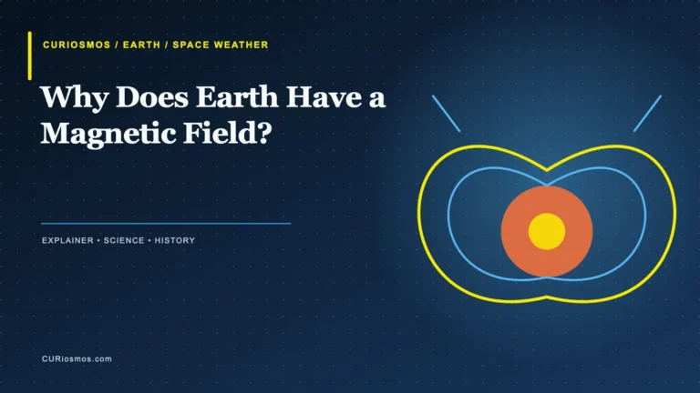Illustration of Earth’s magnetic field deflecting the solar wind