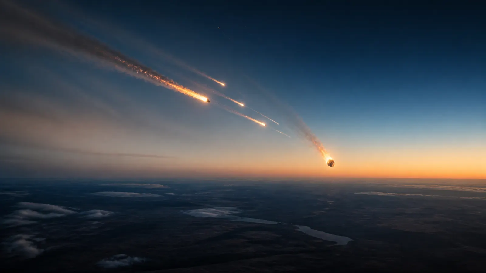 Conceptual sequence of a meteoroid entering Earth’s atmosphere and producing a meteorite fall.