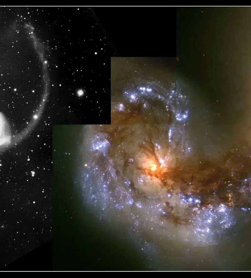 Interacting galaxies showing how gravity can trigger bursts of star formation.