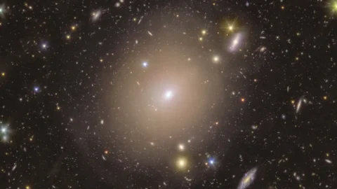 An Einstein ring around galaxy NGC 6505 in an ESA Euclid image.