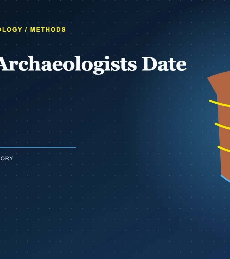 Archaeological pottery sherds arranged for analysis and dating