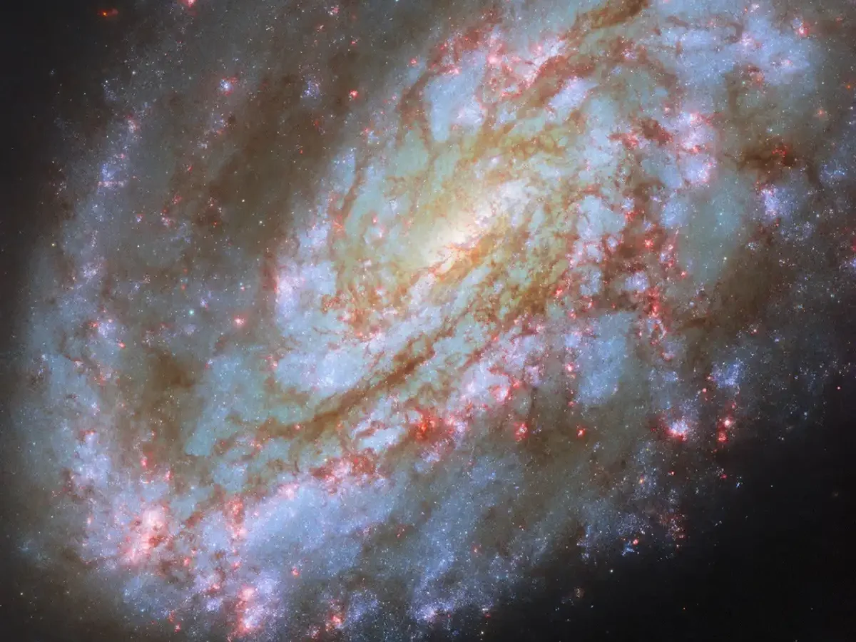 Hubble image of NGC 4654, an asymmetric spiral galaxy in the Virgo Cluster