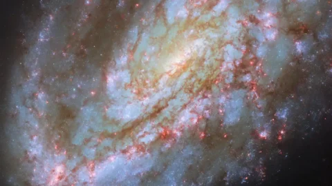 Hubble image of NGC 4654, an asymmetric spiral galaxy in the Virgo Cluster