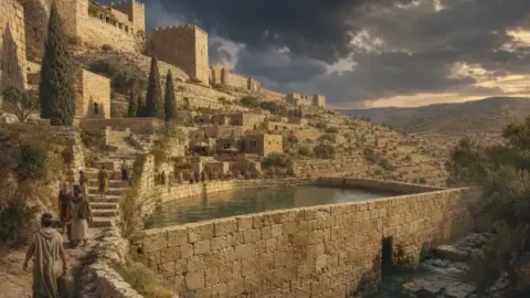 Ancient Jerusalem dam beside the Siloam Pool
