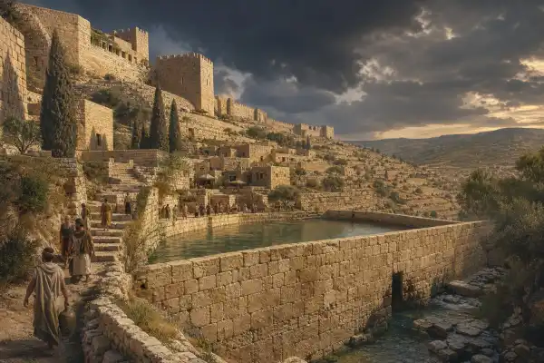 Ancient Jerusalem dam beside the Siloam Pool